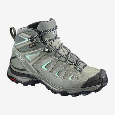 Salomon X ULTRA 3 MID GTX W Womens Hiking Boots Olive UK AHYQ